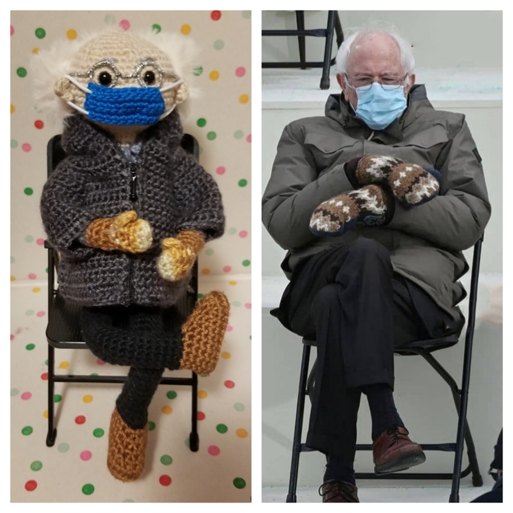 Amigurumi doll 9 inches tall Bernie Sanders